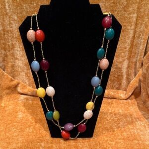 Colorful Boho Seed Bead and Stone Necklace